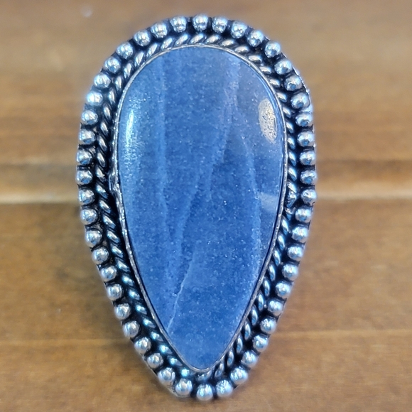 Native Jewelry - Blue Kyanite Gemstone Ring Women Size 9 Hand Crafted Native Silver Jewelry 925
